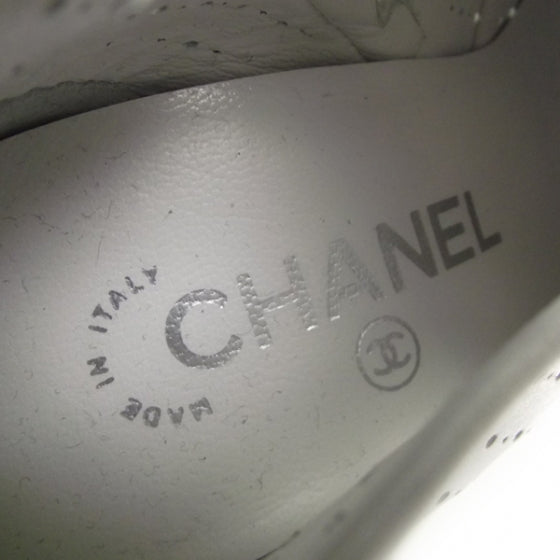 Chanel Perforated Leather Ankle Boots 38.5 White 7 of 8
