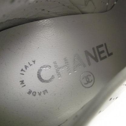 Chanel Perforated Leather Ankle Boots 38.5 White 7 of 8
