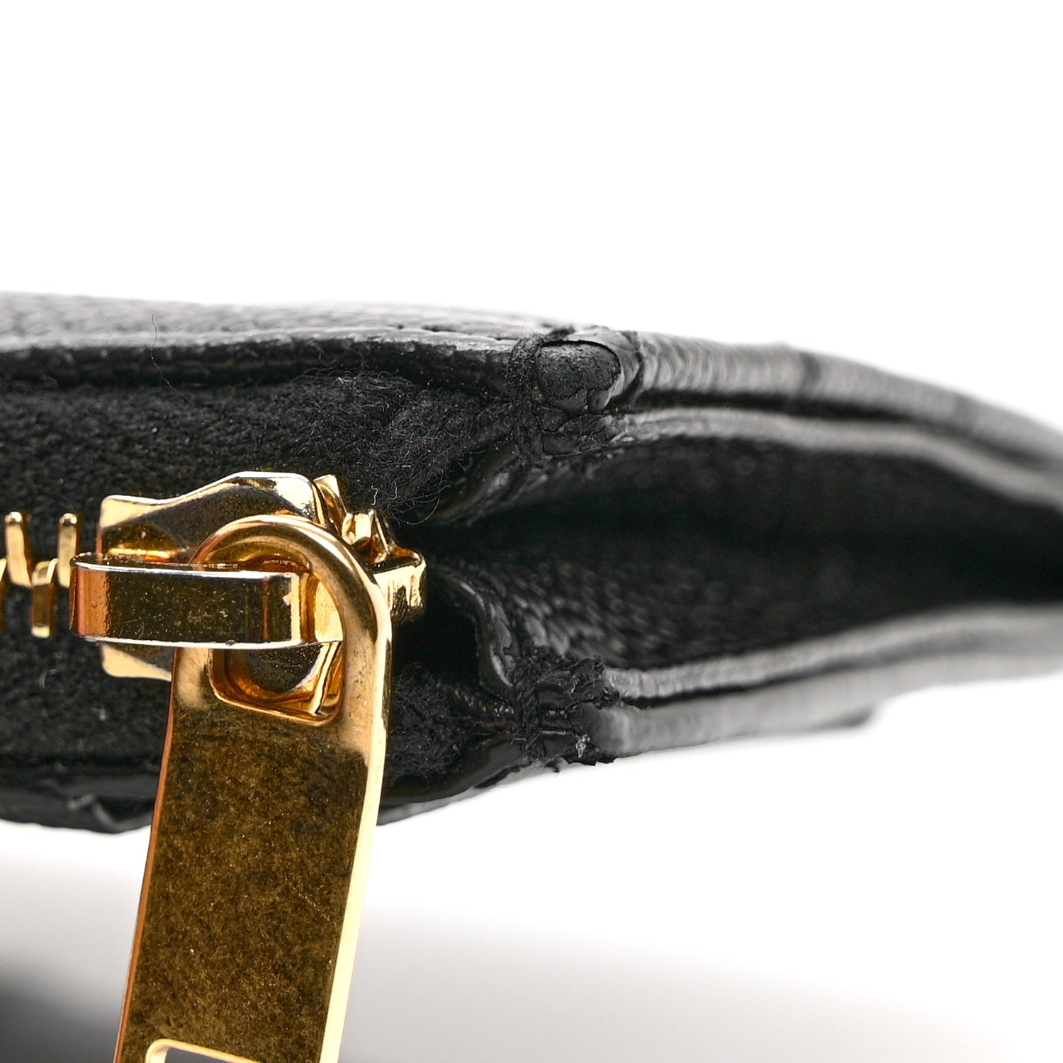 Saint Laurent Grain De Poudre Matelasse Chevron Monogram Fragments Zippered Card Case Black 7 of 7