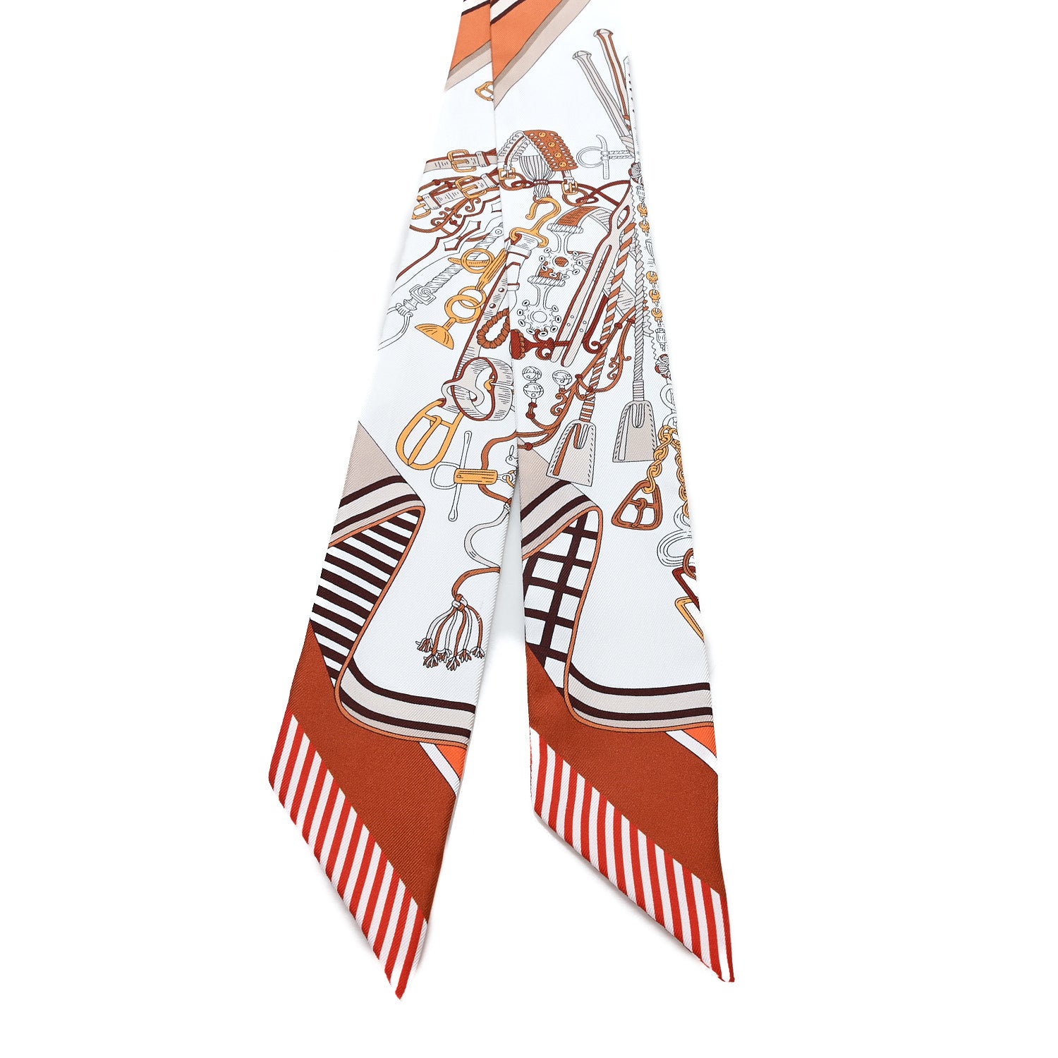 Hermes Silk Bouquets Selliers Twilly White Alezan Etoupe 1888955