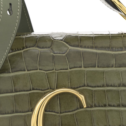 Chloe Calfskin Crocodile Embossed Mini C Double Carry Misty Forest 7 of 9