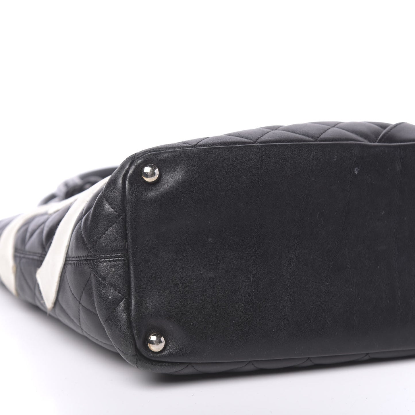 Calfskin Quilted Medium Cambon Tote Black White