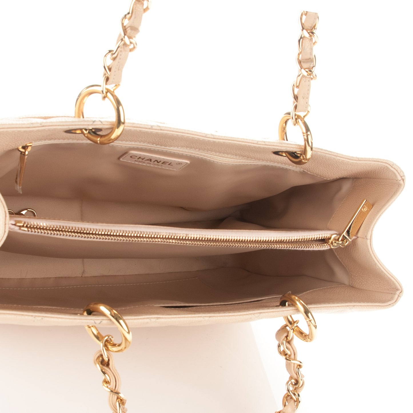 Caviar Quilted Grand Shopping Tote GST Beige Clair