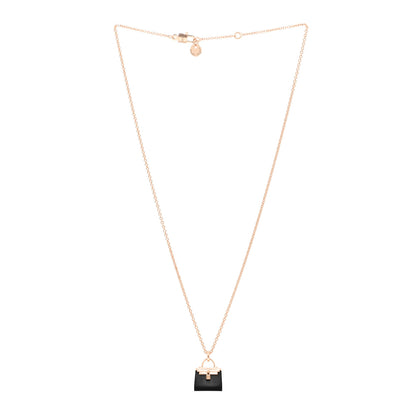 Hermes 18K Rose Gold Black Jade Kelly Amulettes Pendant Necklace 3 of 5