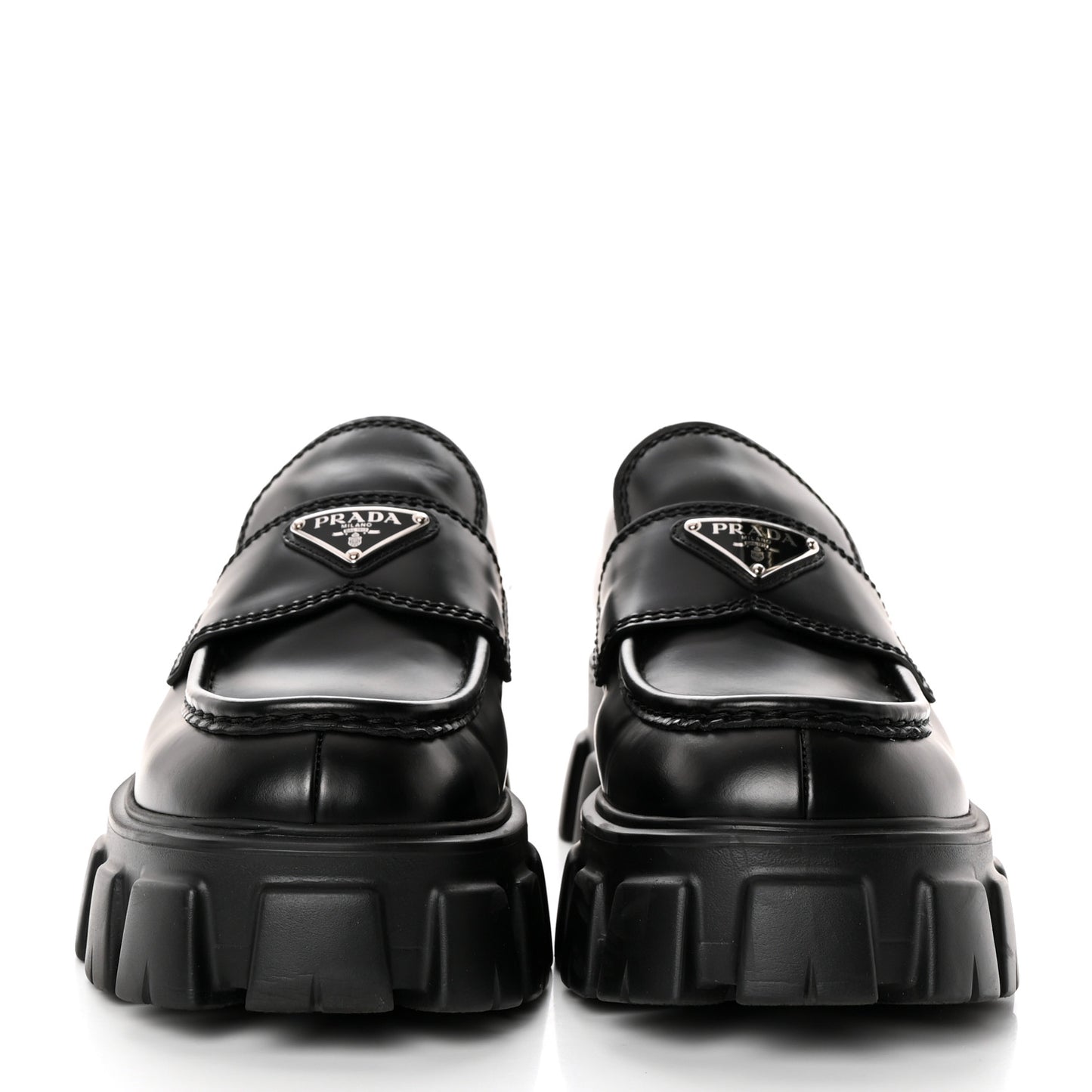 Spazzolato Rois Metal Triangle Logo Mens Monolith 55mm Loafers 6 Black