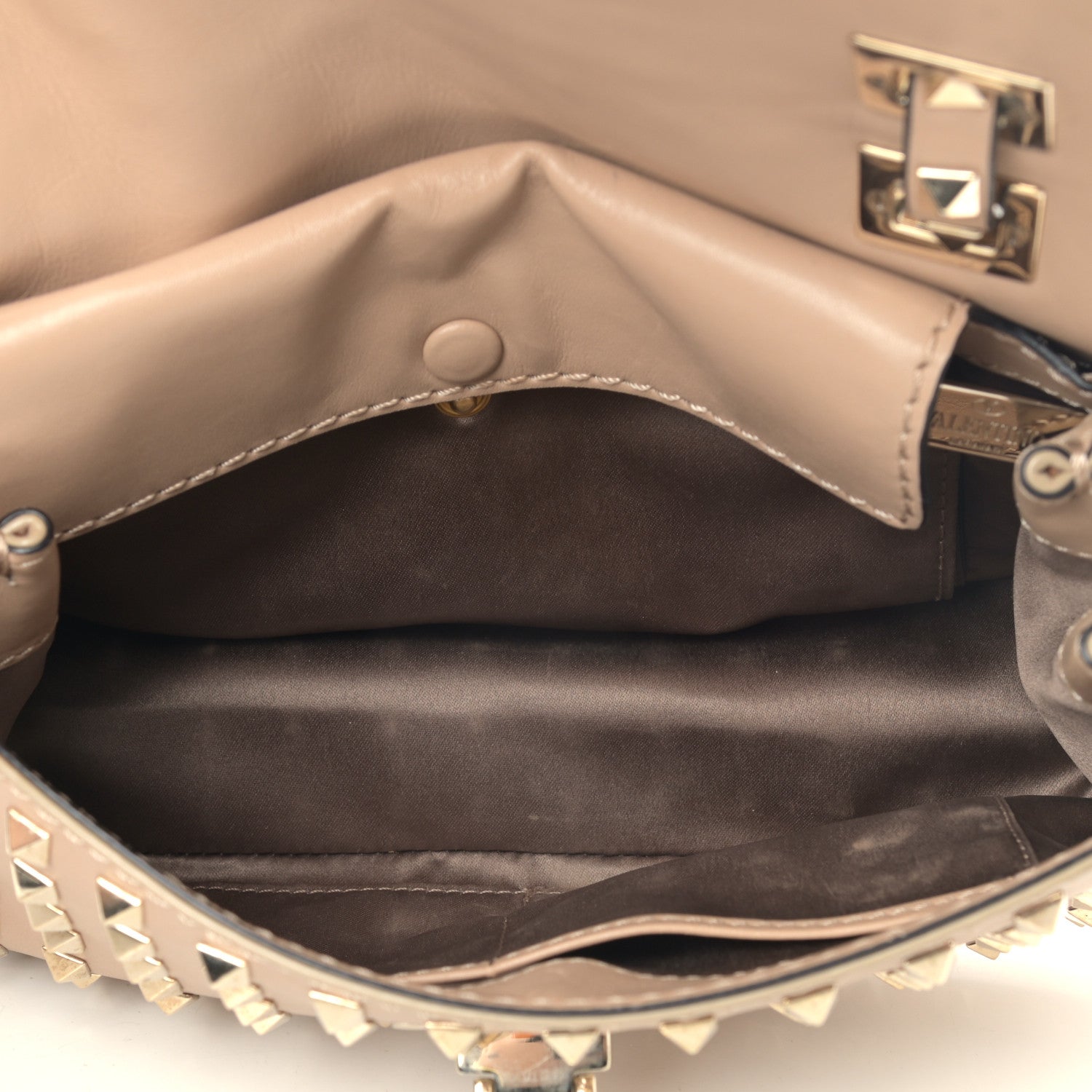 Valentino Garavani Vitello Medium Rockstud All Over Shoulder Bag Beige 5 of 12