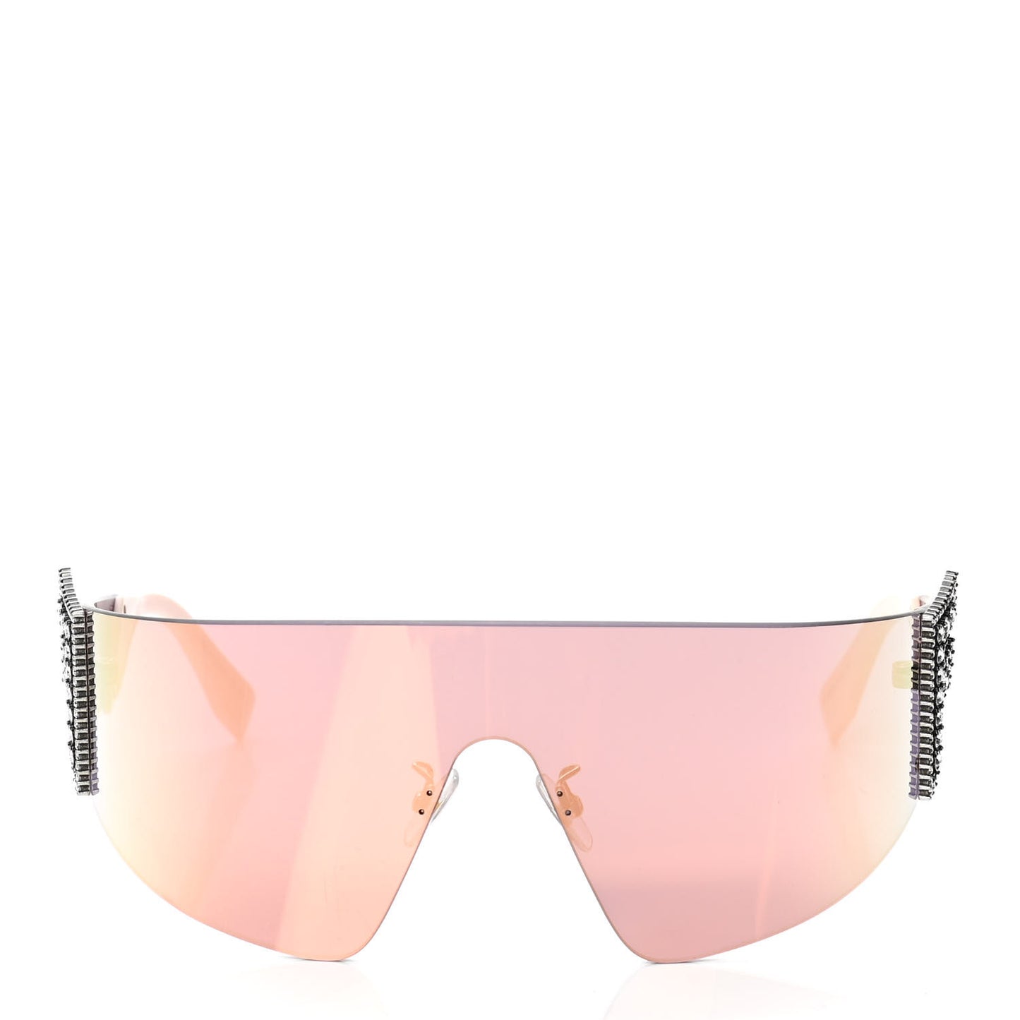 Mirrored Crystal Embellished FFreedom Shield Sunglasses FF 0382/S Pink