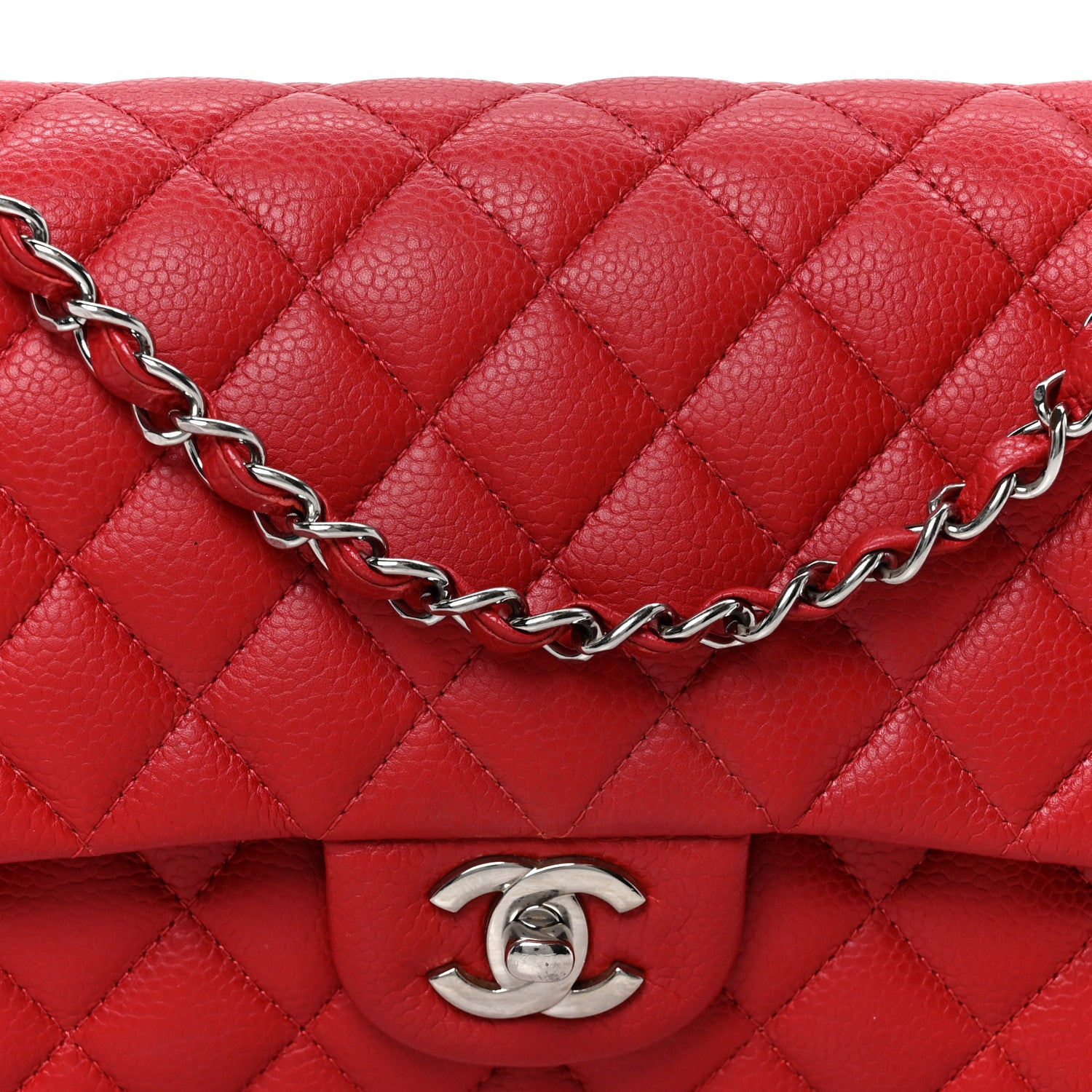 Chanel Caviar Quilted Medium Double Flap Red 8 of 10
