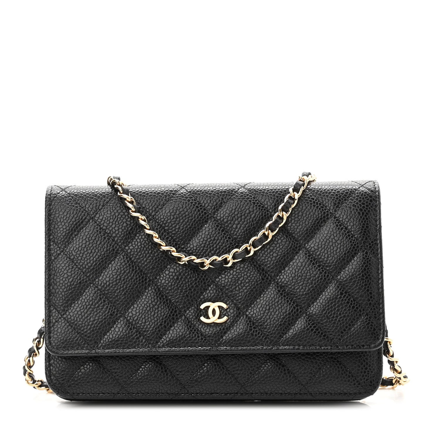 Caviar Quilted Wallet On Chain WOC Black