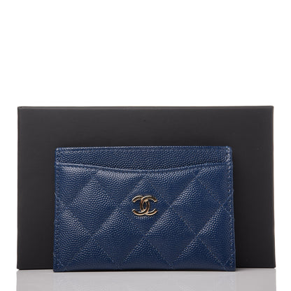Chanel Caviar Quilted Card Holder Blue 9 of 9