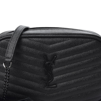 Saint Laurent Grain De Poudre Matelasse Monogram Mini Lou Camera Bag Black 9 of 10