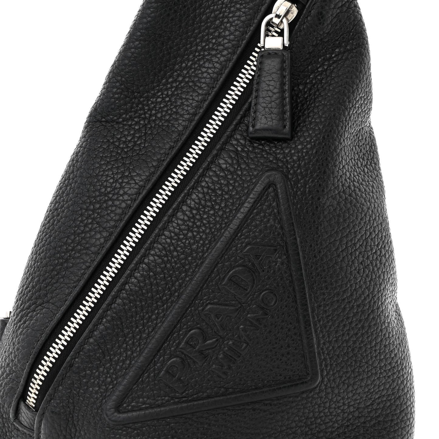 Vitello Daino Logo Embossed Cross Sling Backpack Black