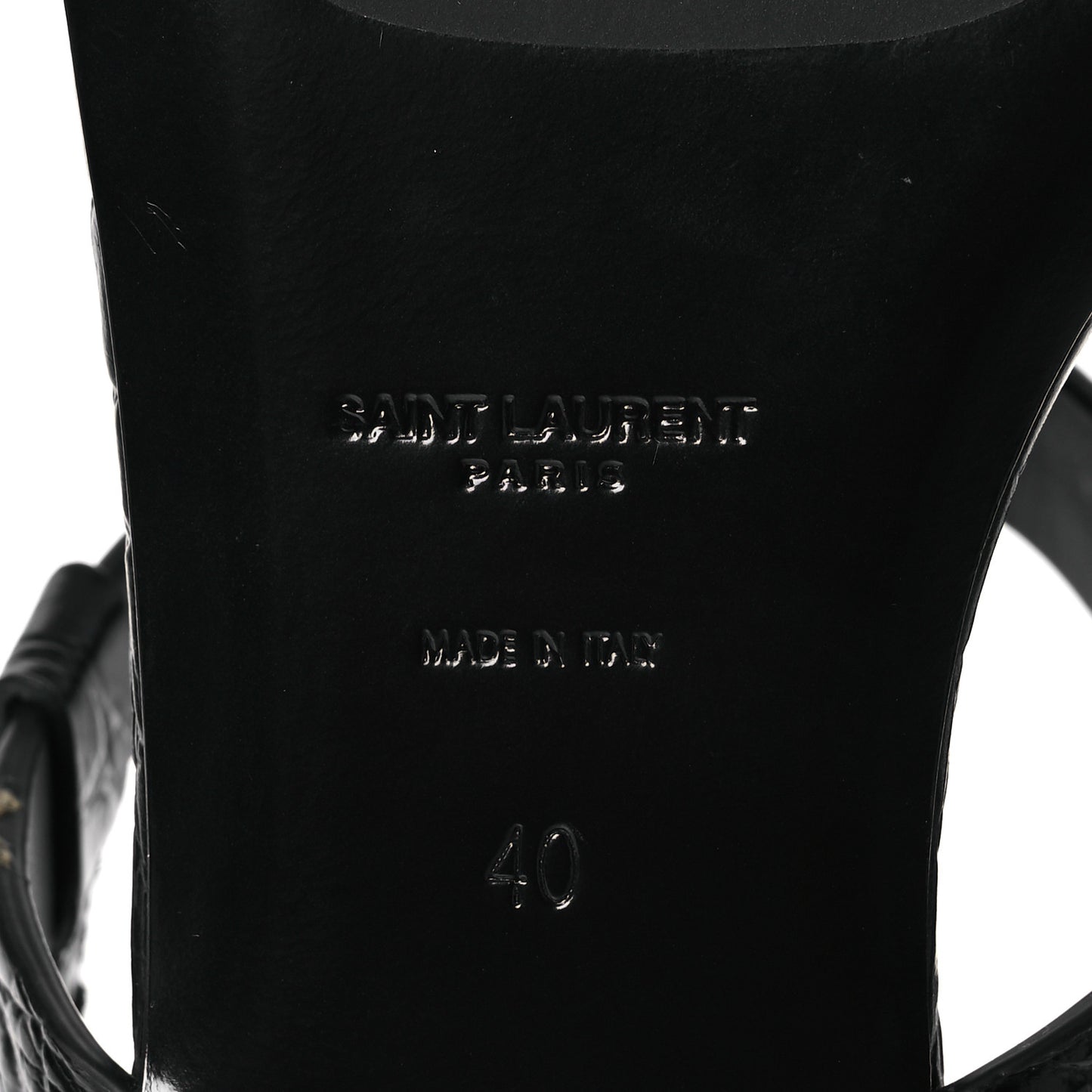 Calfskin Crocodile Embossed Cassandra Monogram Sandals 40 Black