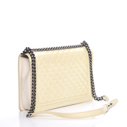 Chanel Patent Quilted Large Boy Flap White 3 of 9