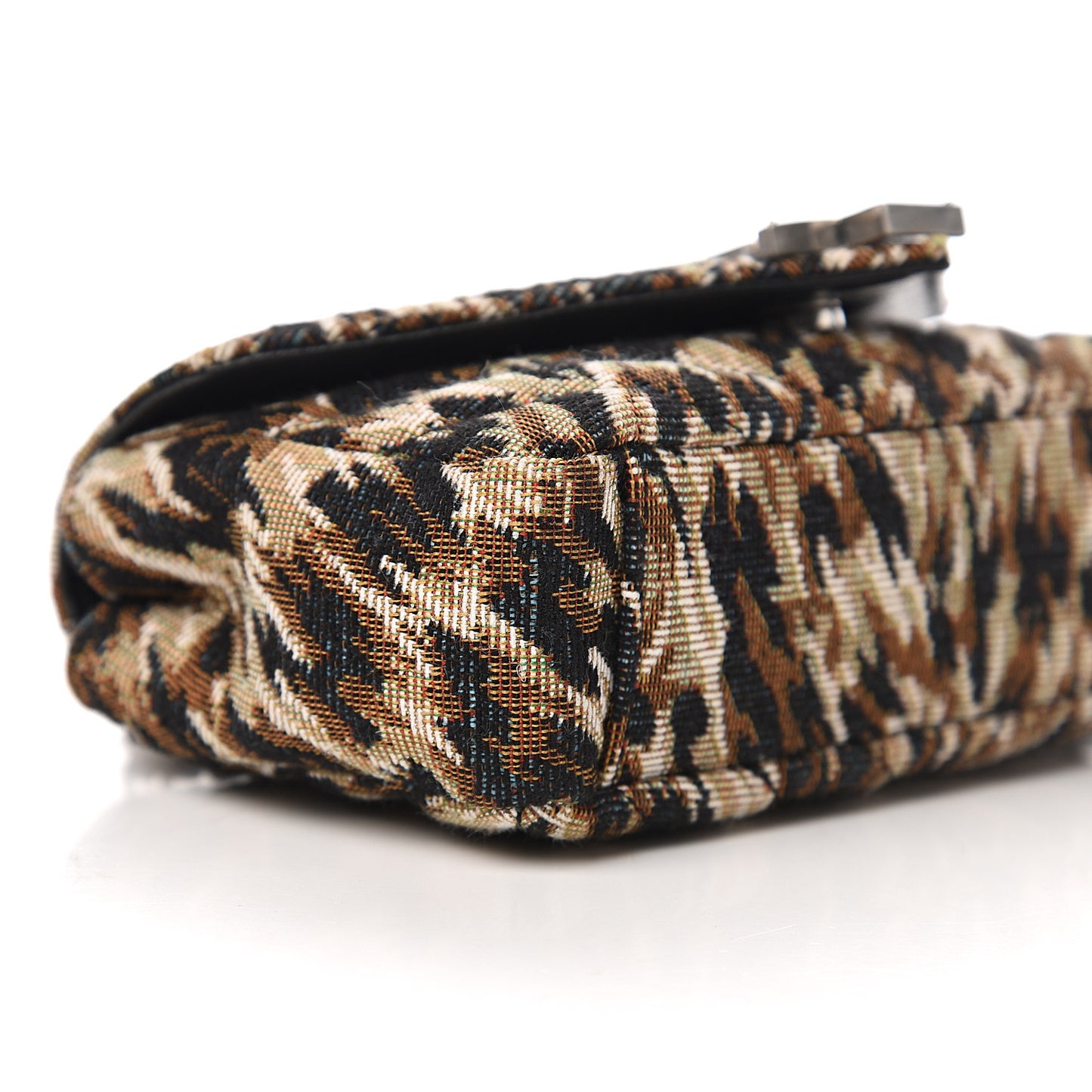 Jacquard Leopard Matelasse Chevron Monogram Baby Chain Bag Black