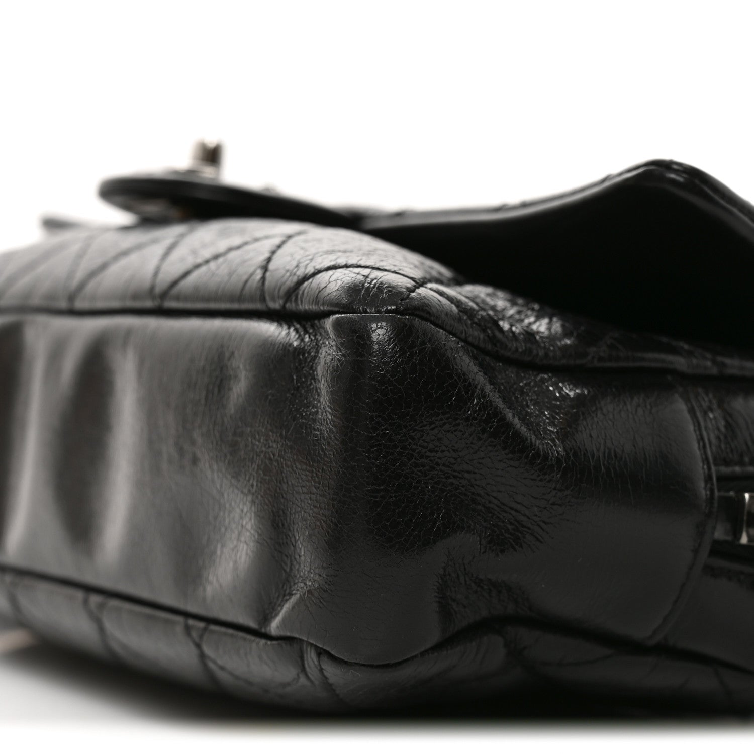 Chanel Glazed Calfskin Quilted Medium Duo Color Flap Black 9 of 9