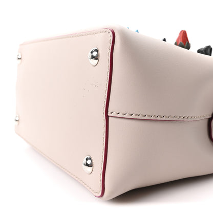 Fendi Vitello Baltico Nappa Flowerland Studded Small Dotcom Click Chain Satchel Grey Powder Multicolor 10 of 10