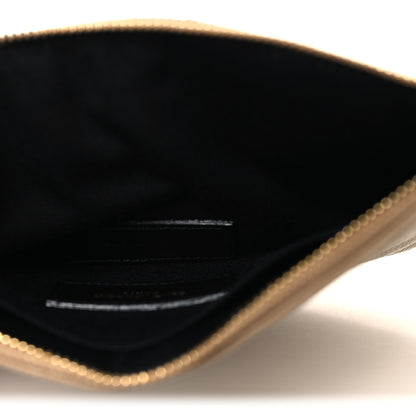 Saint Laurent Grain De Poudre Chevron Monogram Bill Pouch Dark Latte 5 of 8