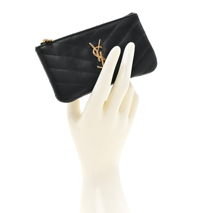 Saint Laurent Calfskin Matelasse Monogram Key Pouch Black 2 of 8