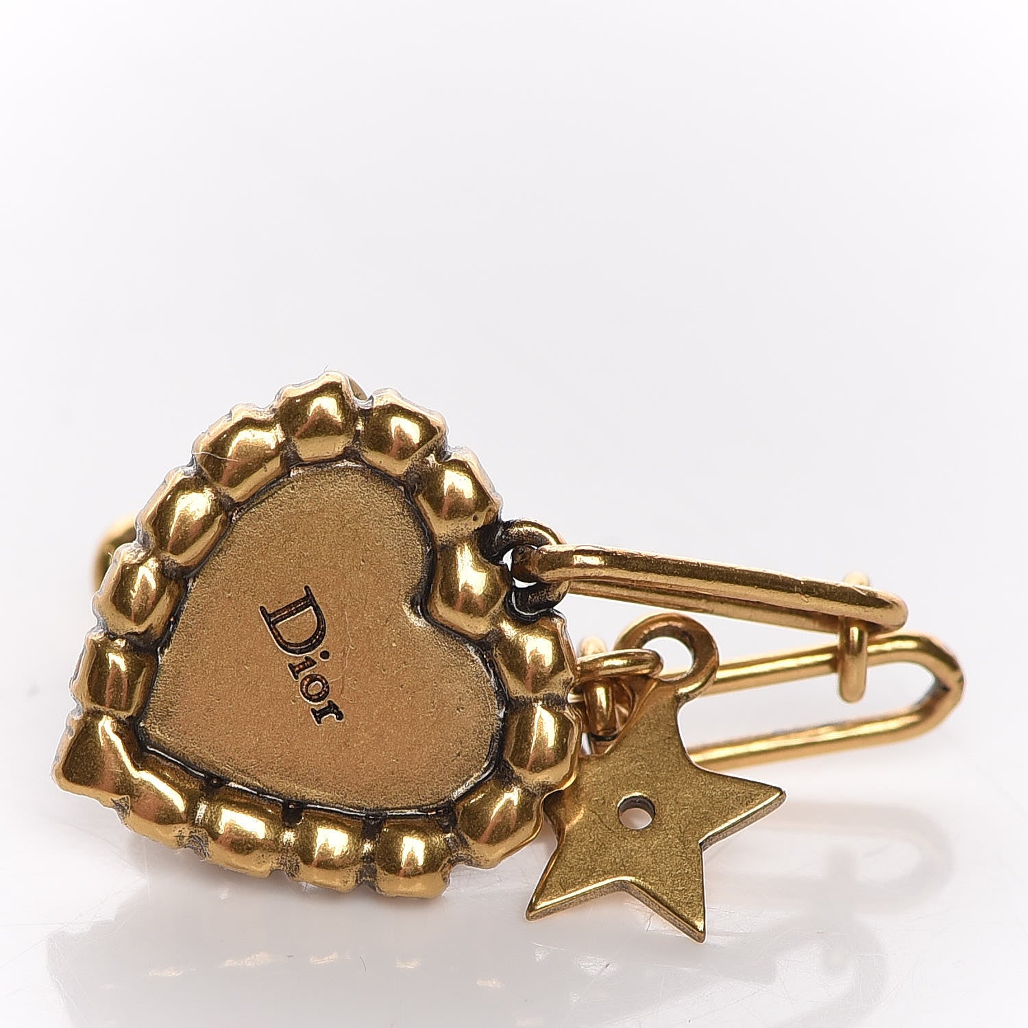 Christian Dior Metal Crystal Heart J'adior Drop Earrings Gold 3 of 5