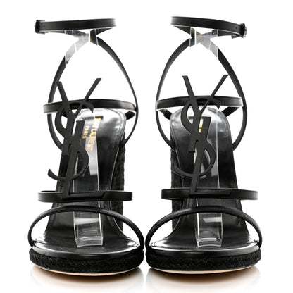 Saint Laurent Calfskin Cassandra Espadrille 105 Wedges 42 Black 2 of 10