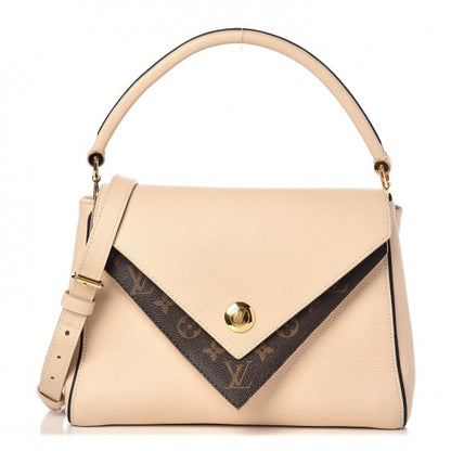 Louis Vuitton Grained Calfskin Monogram Double V Creme 1 of 14