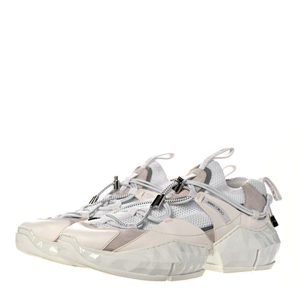 Jimmy Choo Calfskin Mesh Diamond F Low Top Sneaker 40.5 White Beige 3 of 9