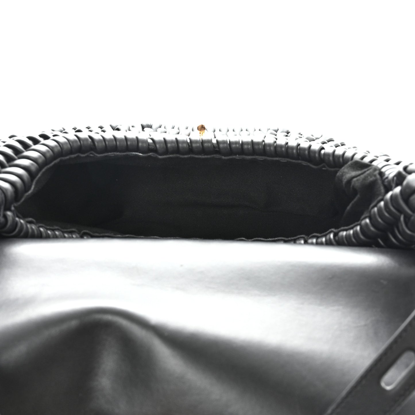 Calfskin Woven T-Twist Crossbody Black