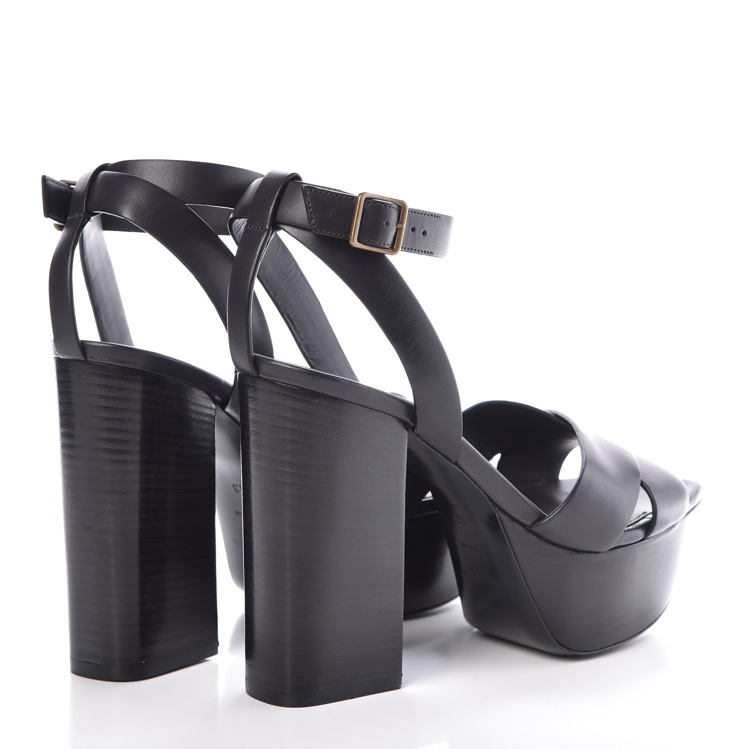 Saint Laurent Calfskin Farrah 80 Platform Sandals 38 Paris Fog 4 of 8