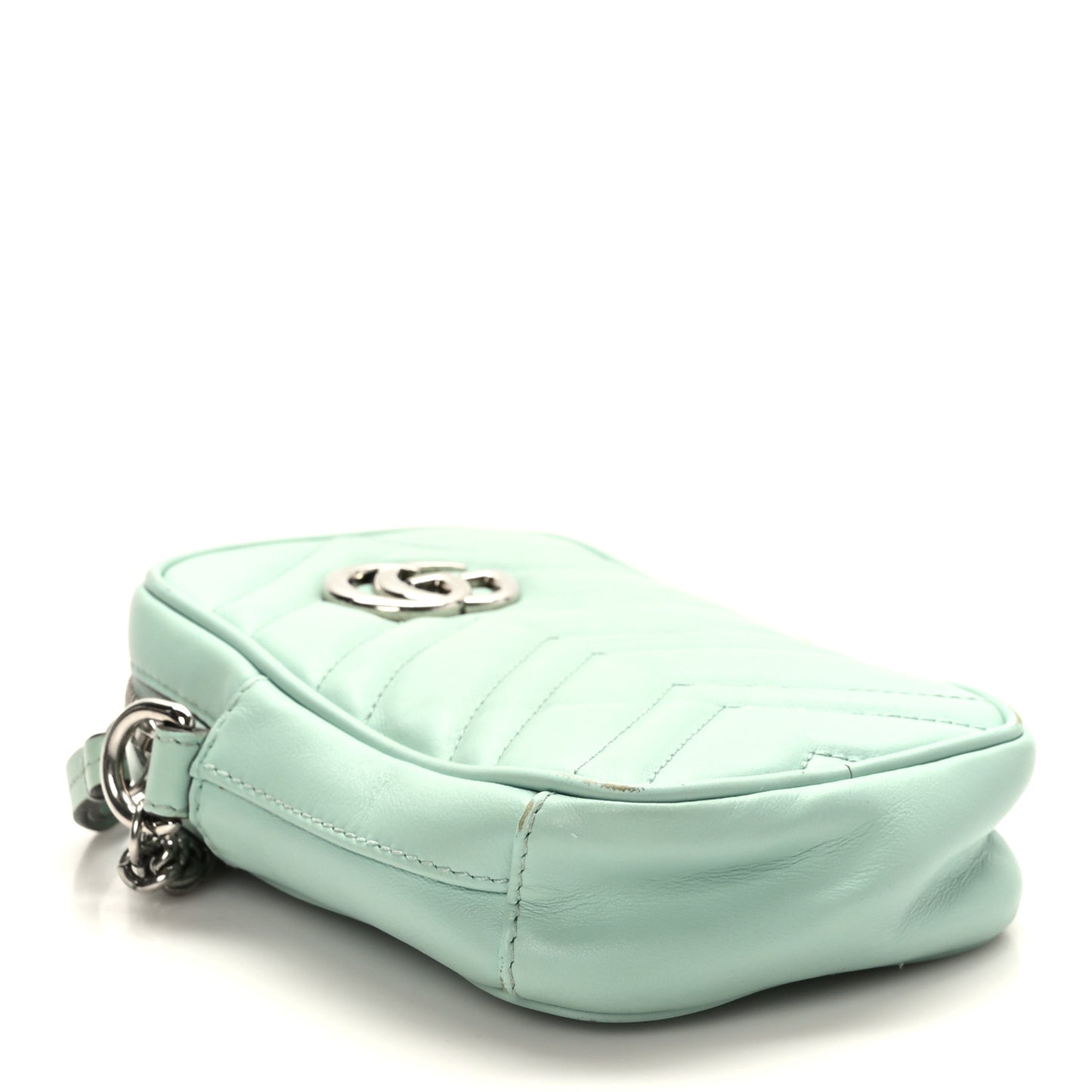 Calfskin Matelasse Mini GG Marmont Crossbody Bag Water Green