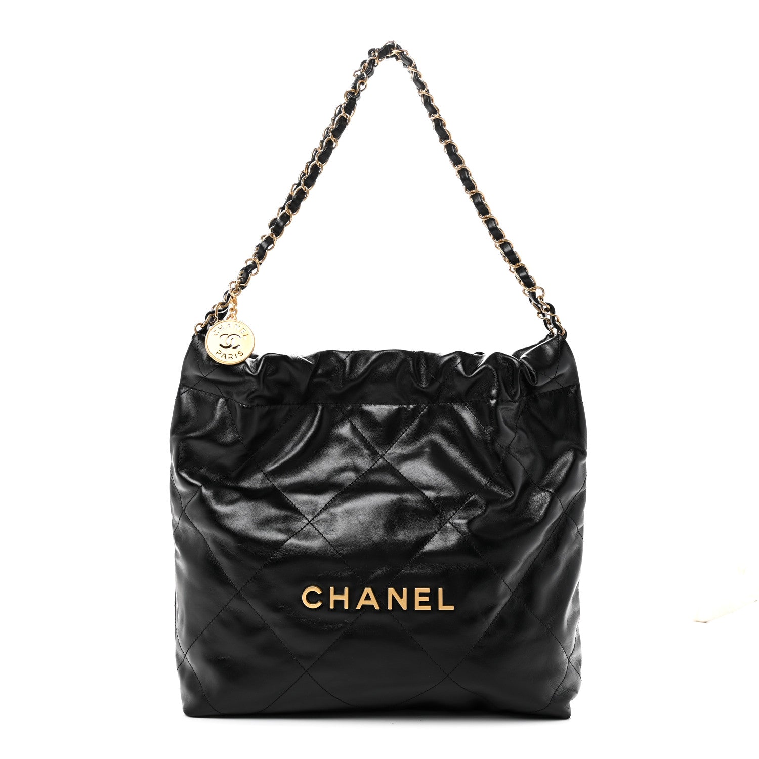 Chanel Shiny Calfskin Quilted Small Chanel 22 Black 1 of 12