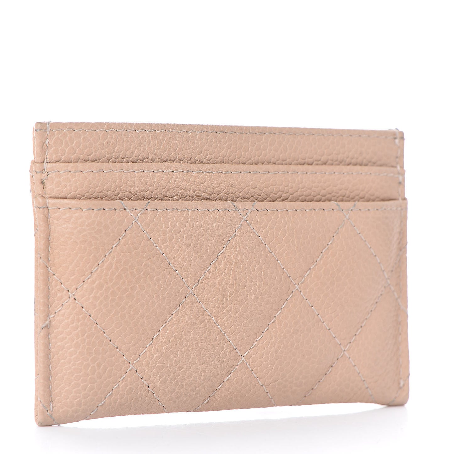 Caviar Quilted Filigree Card Holder Beige Black