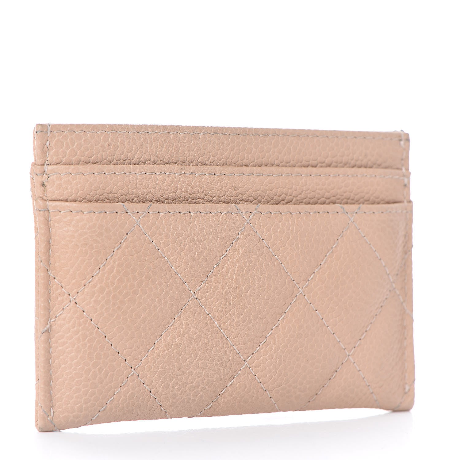 Chanel Caviar Quilted Filigree Card Holder Beige Black 3 of 9