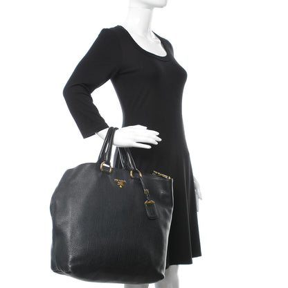 Prada Vitello Daino Tote Black 2 of 12
