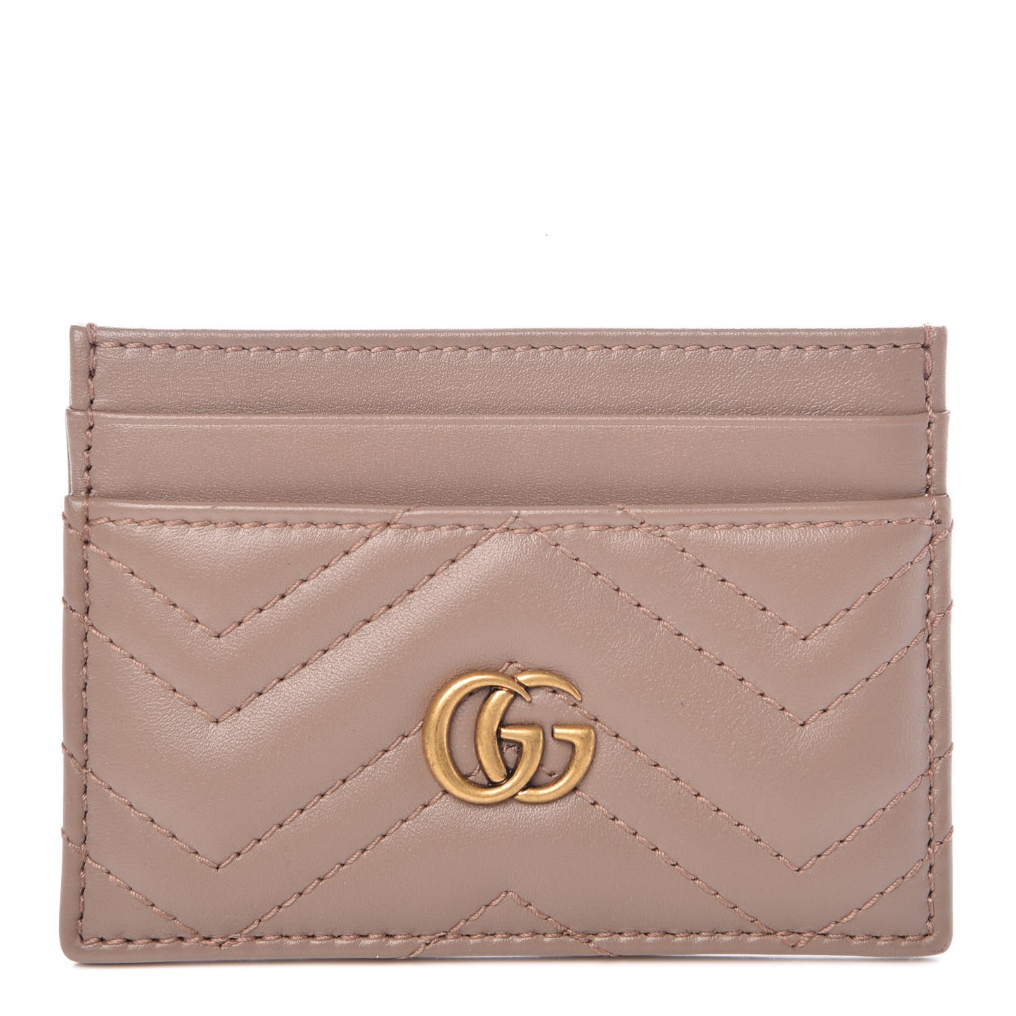 Calfskin Matelasse GG Marmont Card Holder Porcelain Rose