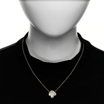 Van Cleef & Arpels 18K Yellow Gold Mother of Pearl Pure Alhambra Pendant Necklace 2 of 6