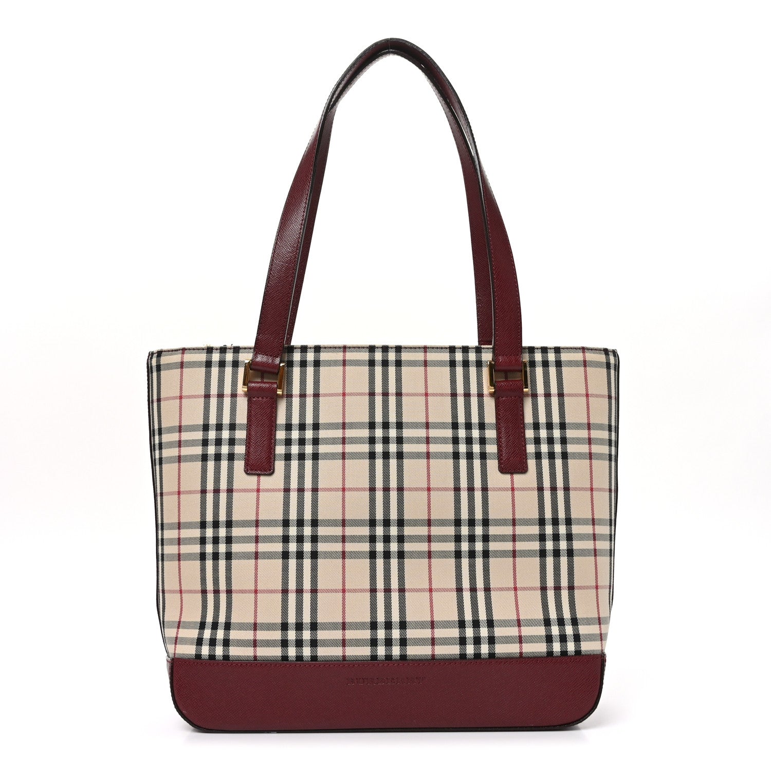 Burberry Canvas House Check Small Tote Red 1 of 9