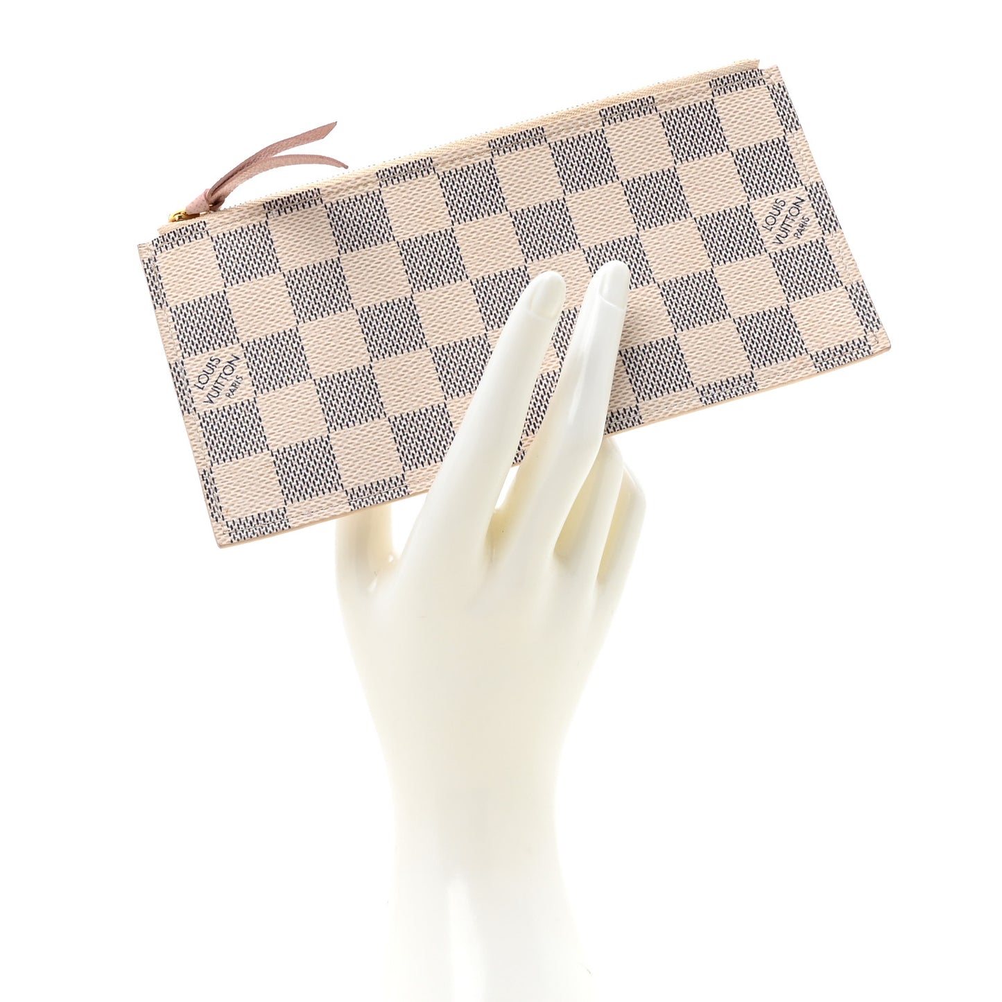 Damier Azur Felicie Chain Wallet Zippered Insert Rose Ballerine