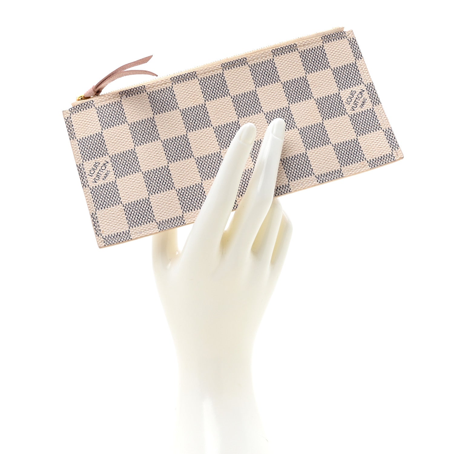 Louis Vuitton Damier Azur Felicie Chain Wallet Zippered Insert Rose Ballerine 2 of 10
