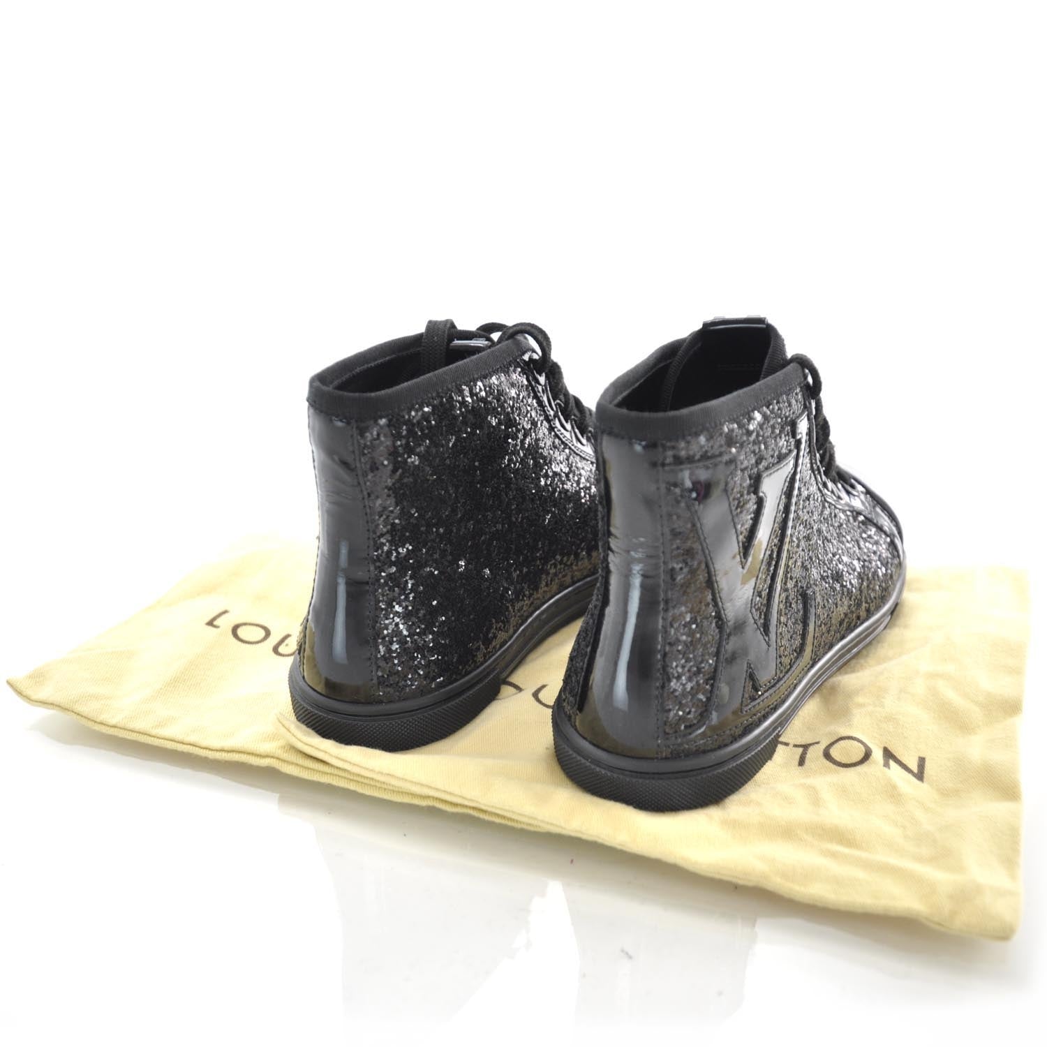 Louis Vuitton Glitter Punchy High Top Sneakers 36 Black 3 of 6