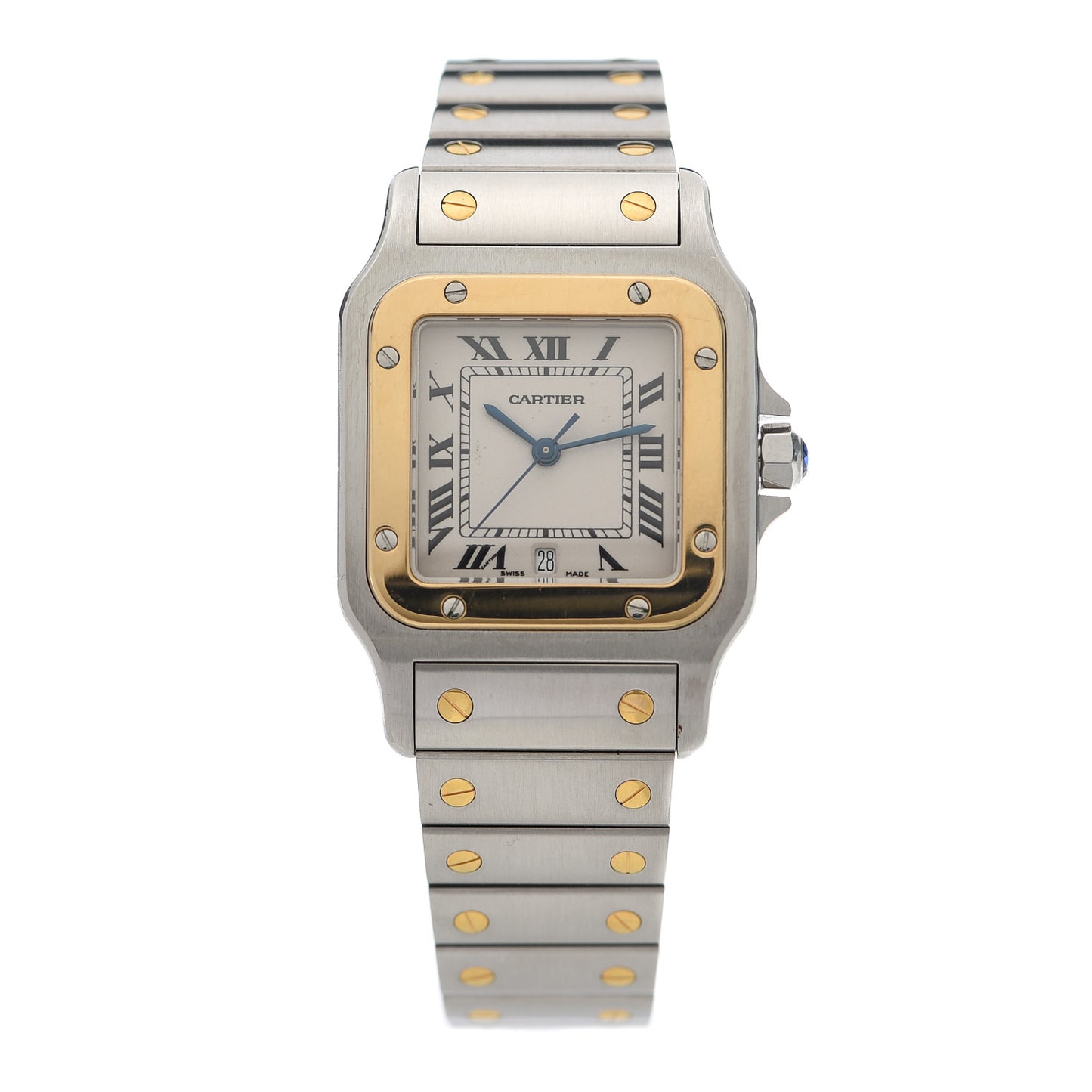 Stainless Steel 18K Yellow Gold 29mm Santos De Galbee Quartz Watch