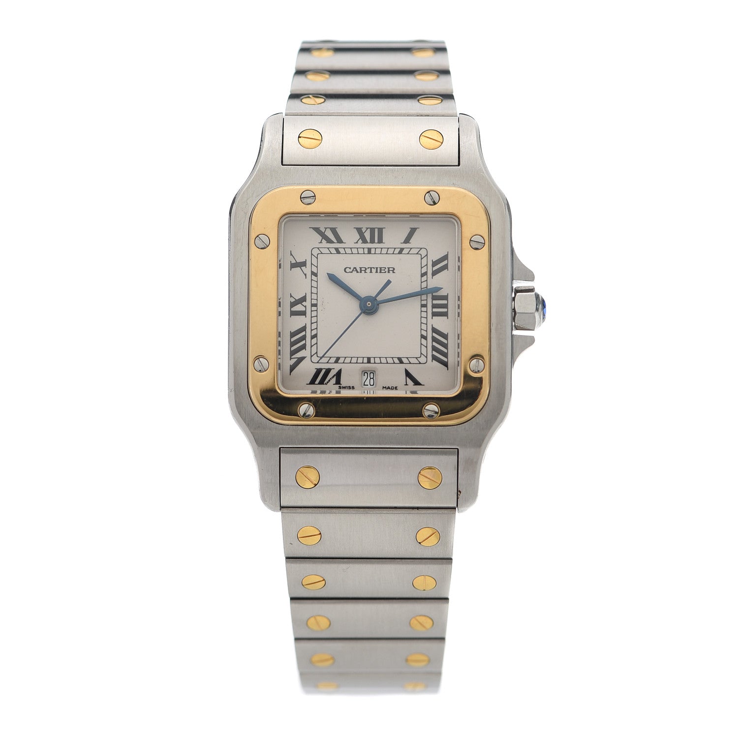 Cartier Stainless Steel 18K Yellow Gold 29mm Santos De Galbee Quartz Watch 1 of 5