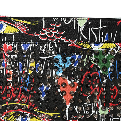 Christian Louboutin Calfskin Suede Studded Skypouch Crossbody Clutch Black Multicolor 7 of 16