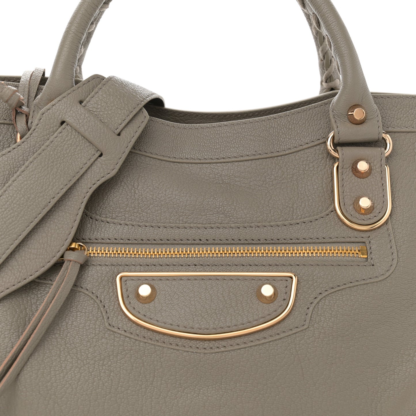 Chevre Gold Metallic Edge Hardware City Gris Taupe
