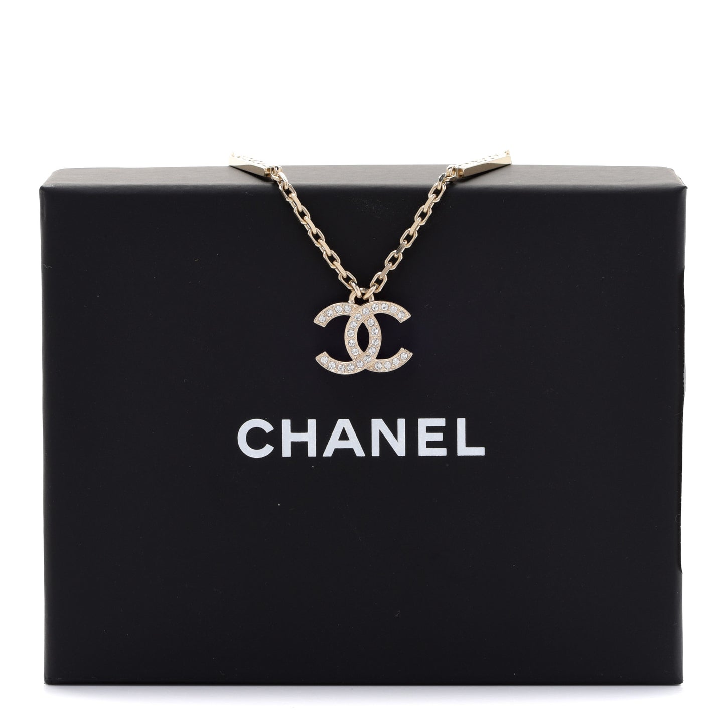Crystal CC Pendant Necklace Gold
