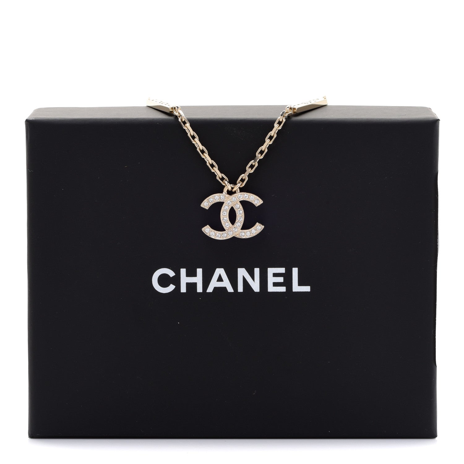 Chanel Crystal CC Pendant Necklace Gold 7 of 7
