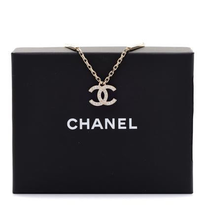 Chanel Crystal CC Pendant Necklace Gold 7 of 7