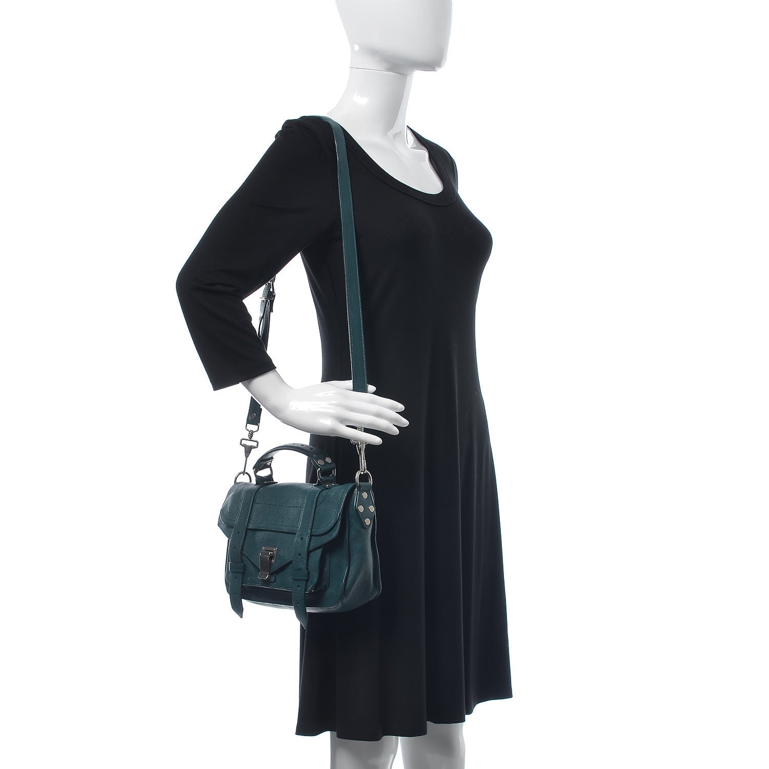 Proenza Schouler Lambskin Tiny PS1 Satchel Dark Teal 2 of 10