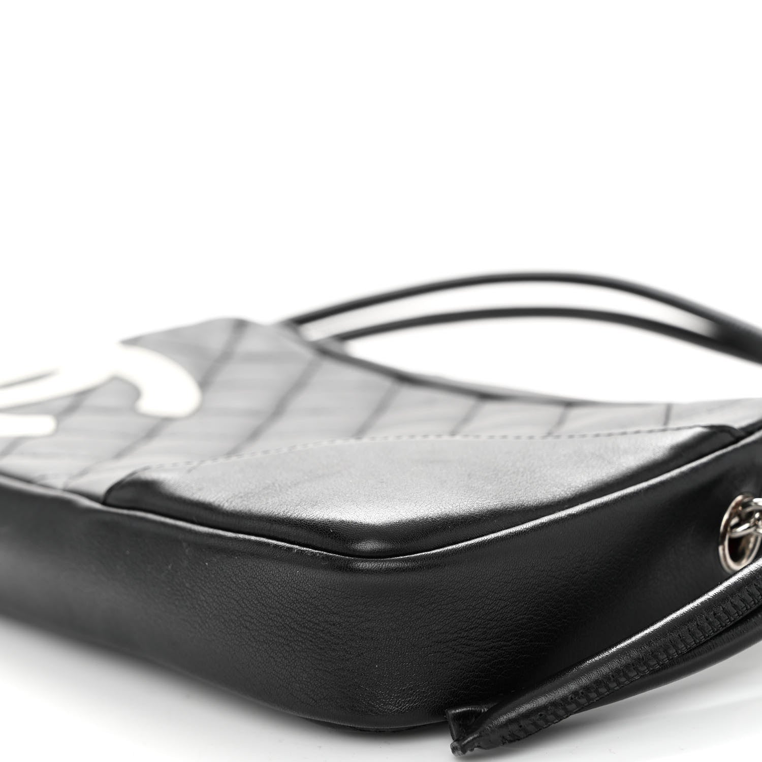 Chanel Calfskin Quilted Cambon Pochette Black White 9 of 9