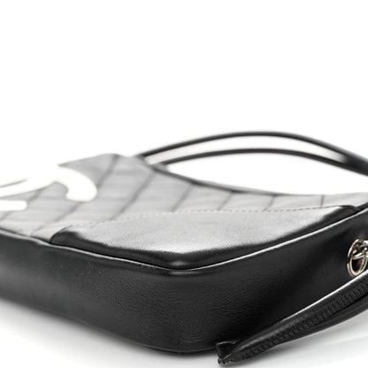 Chanel Calfskin Quilted Cambon Pochette Black White 9 of 9